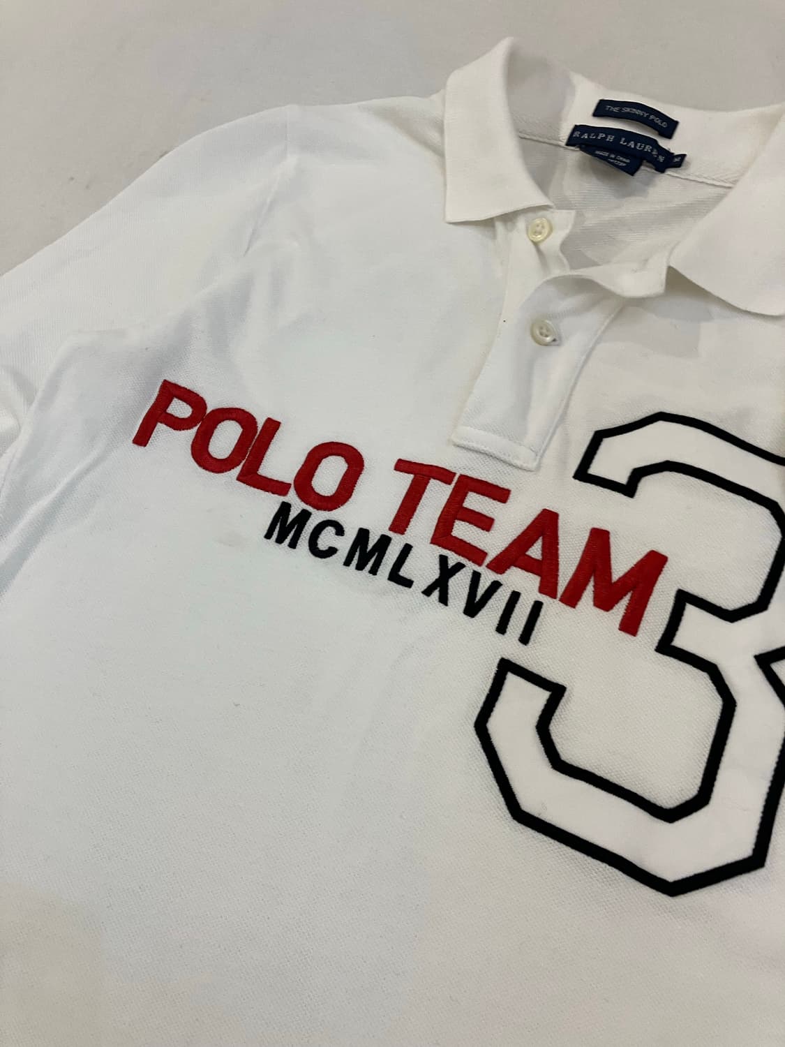 폴로 랄프로렌 딱붙핏 치프키프 롱슬리브 카라티 화이트 상품이미지3