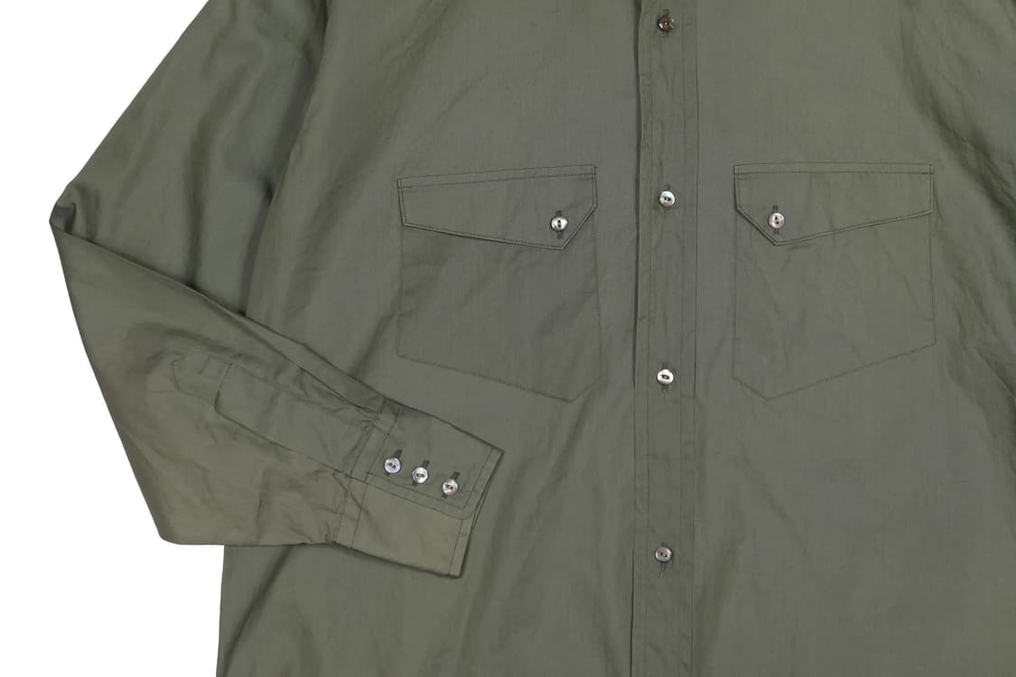 인테림 코튼-실크 포플린 셔츠 올리브그린 상품이미지3