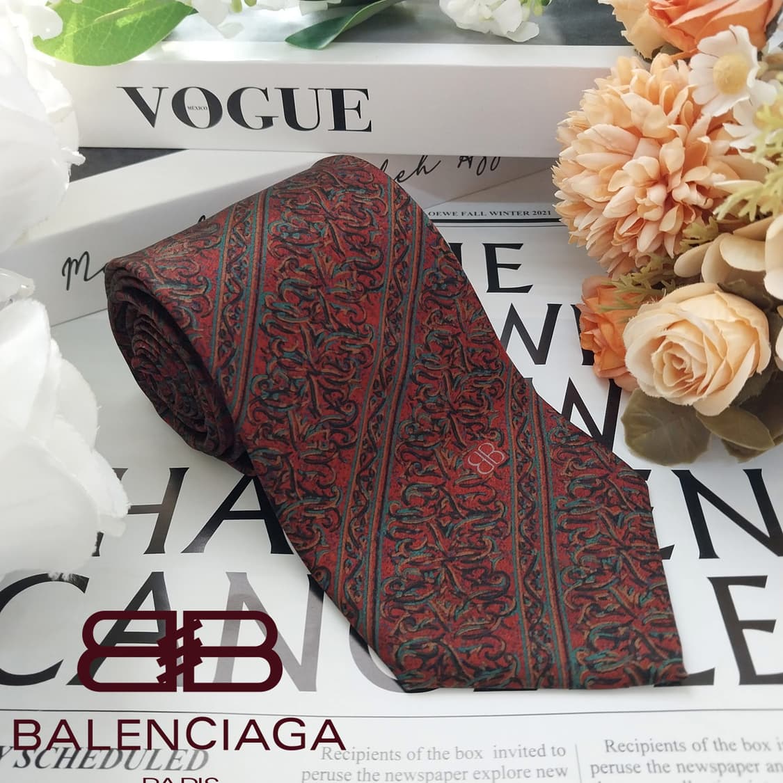 발렌시아가 실크 브라운 페이즐리 넥타이 8.5cm A+~A등급 K1820 상품이미지1