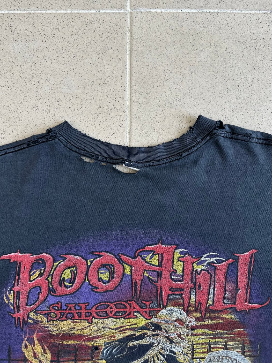 00s 빈티지 바이커 티셔츠 XL 디스트레스드 Boothill saloo 상품이미지3