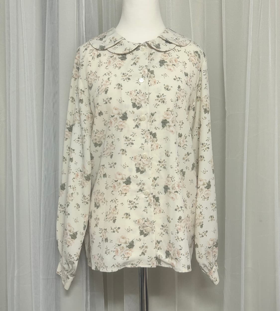 잔꽃 플로럴 카라 쉬폰 블라우스 모리걸 페어리 상품이미지1