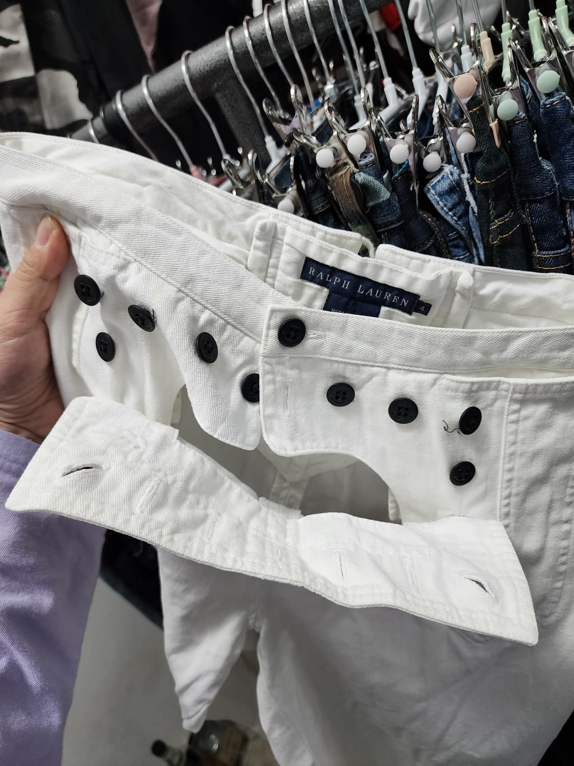 폴로랄프로렌 단추디테일 화이트 와이드 데님  상품이미지5