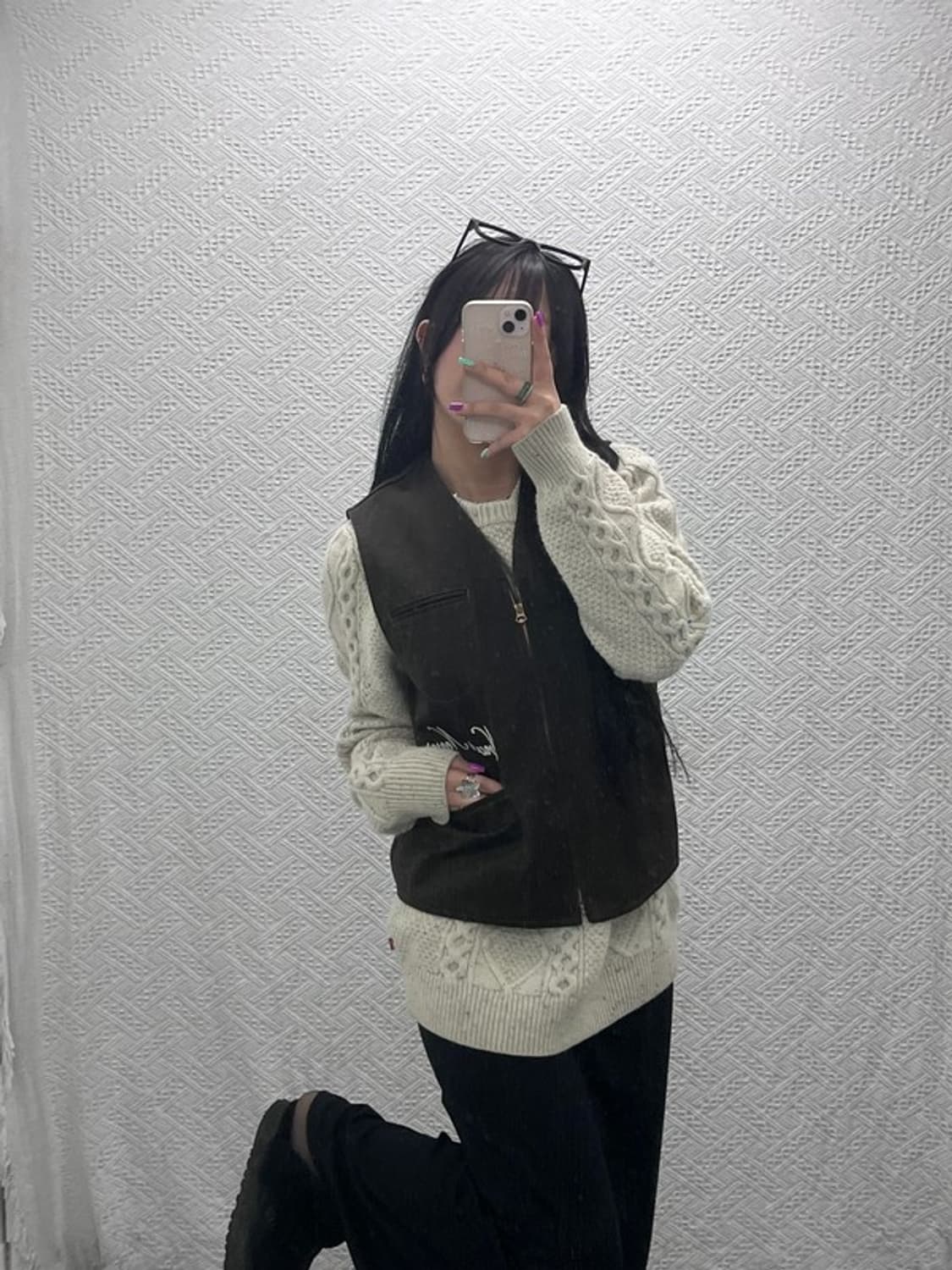 니들워크 빈티지 스트릿 레터링 워크 조끼 베스트 40 C07186 상품이미지2