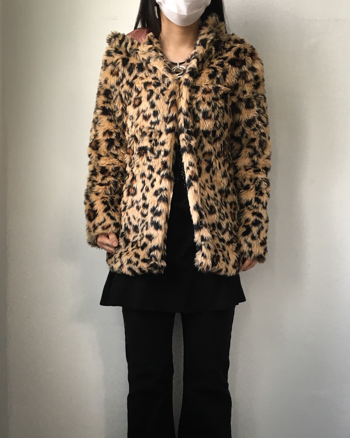 Leopard pattern fake fur hood jacket 상품이미지1