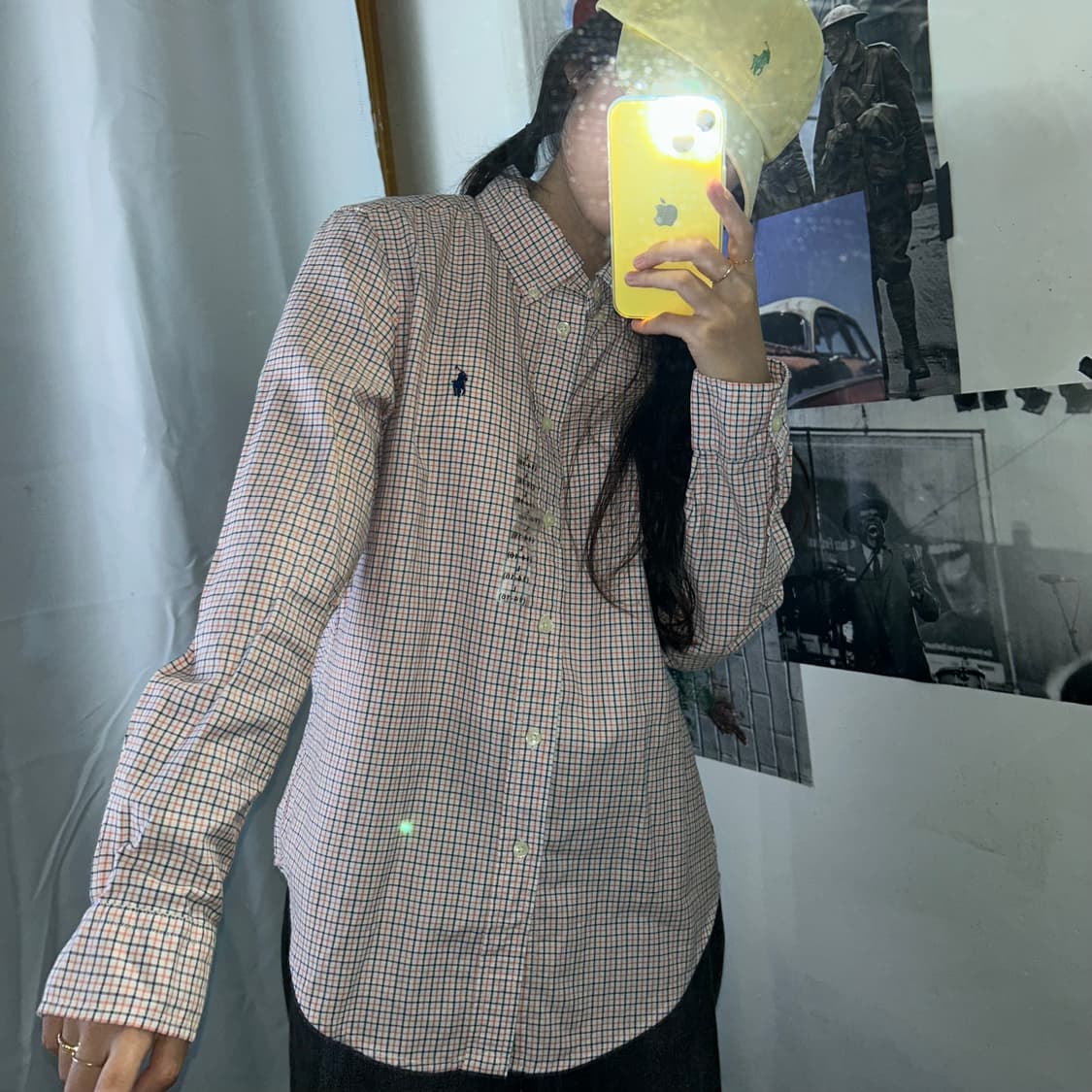 폴로 신형 오렌지 체크 셔츠 M 데드 스탁 상품이미지1