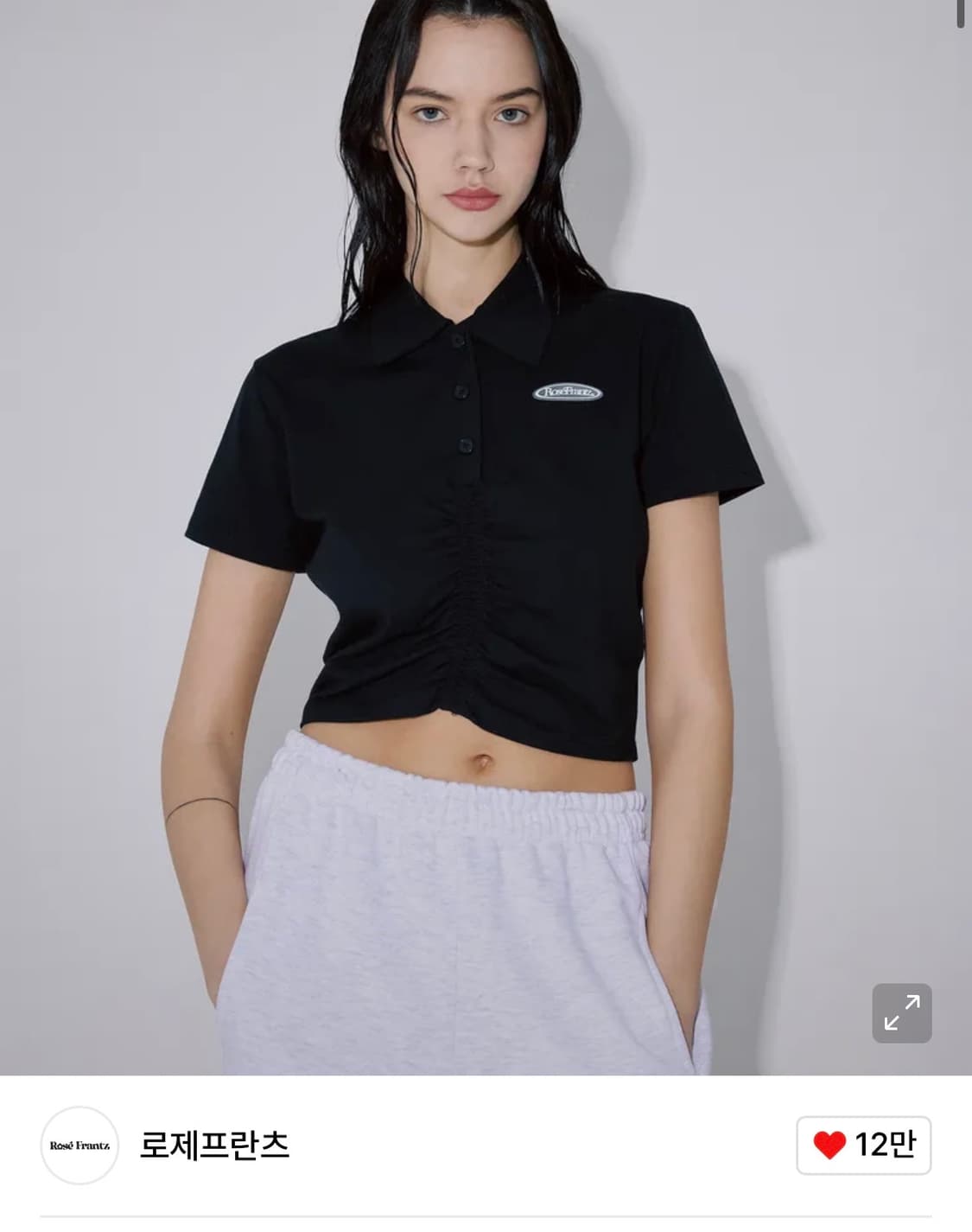 로제프란츠 셔링 반팔 크롭티 블랙 상품이미지1