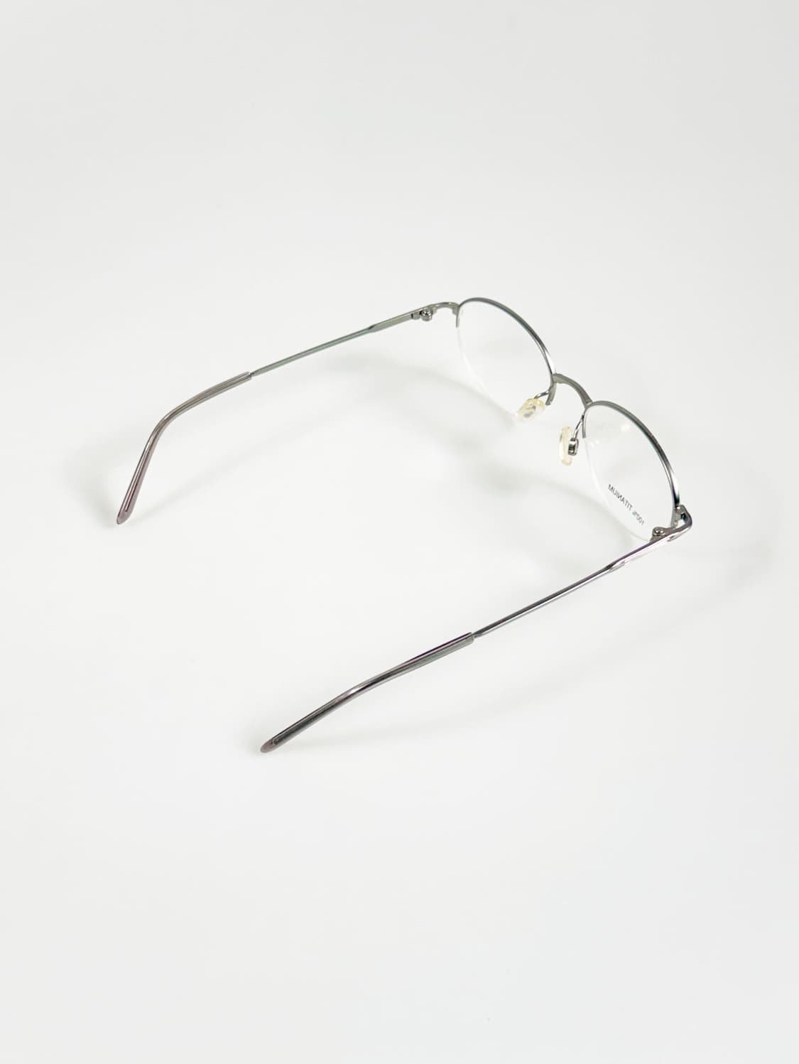 실버 티타늄 슬림 오벌 반무테 메탈 프레임 빈티지 안경 상품이미지4