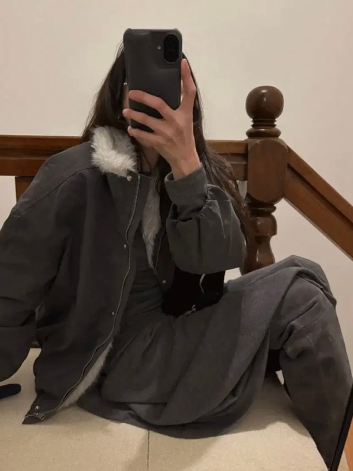 메이비베이비 퍼 점퍼 다크그레이  상품이미지2