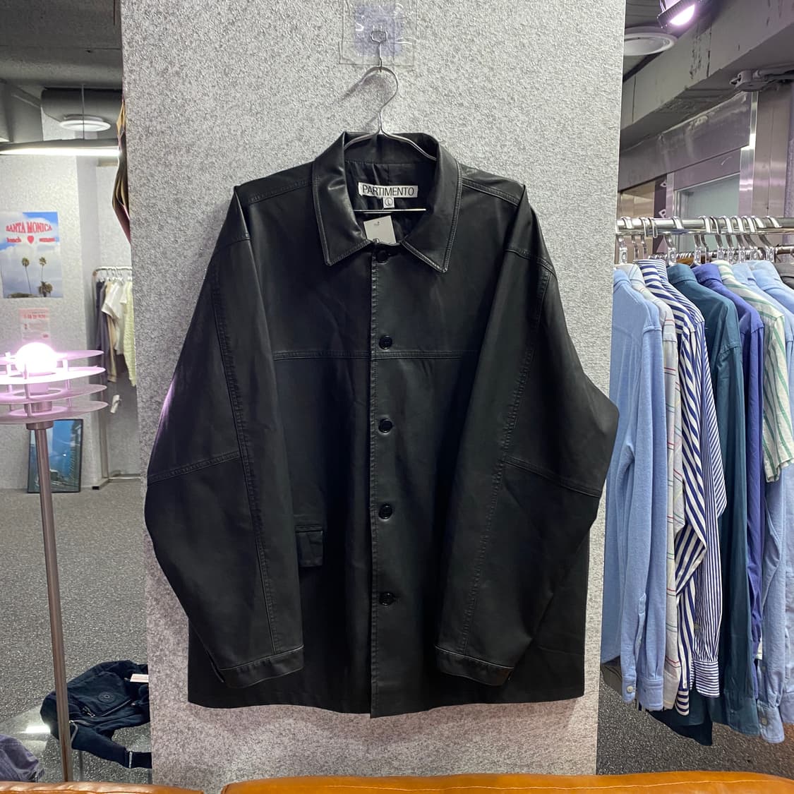 파르티멘토 워시드 레더 카 코트 블랙 자켓 B4522 상품이미지2