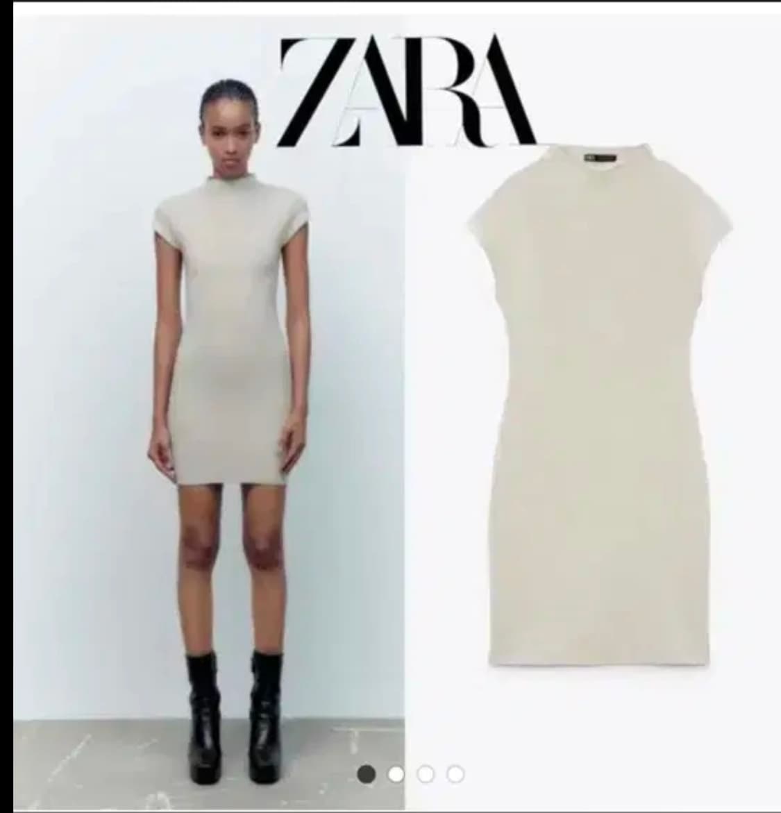 새상품 자라 ZARA 모크넥 캡소매 니트 원피스 s 브라운 상품이미지1