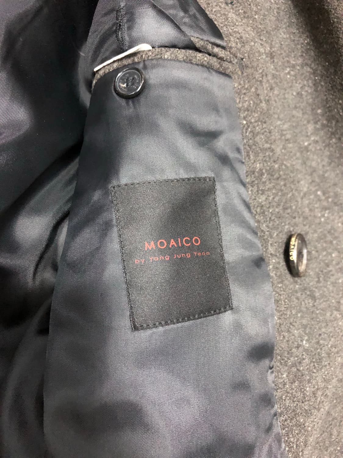 모아이코 가죽카라 벨트 더블코트 L 상품이미지7