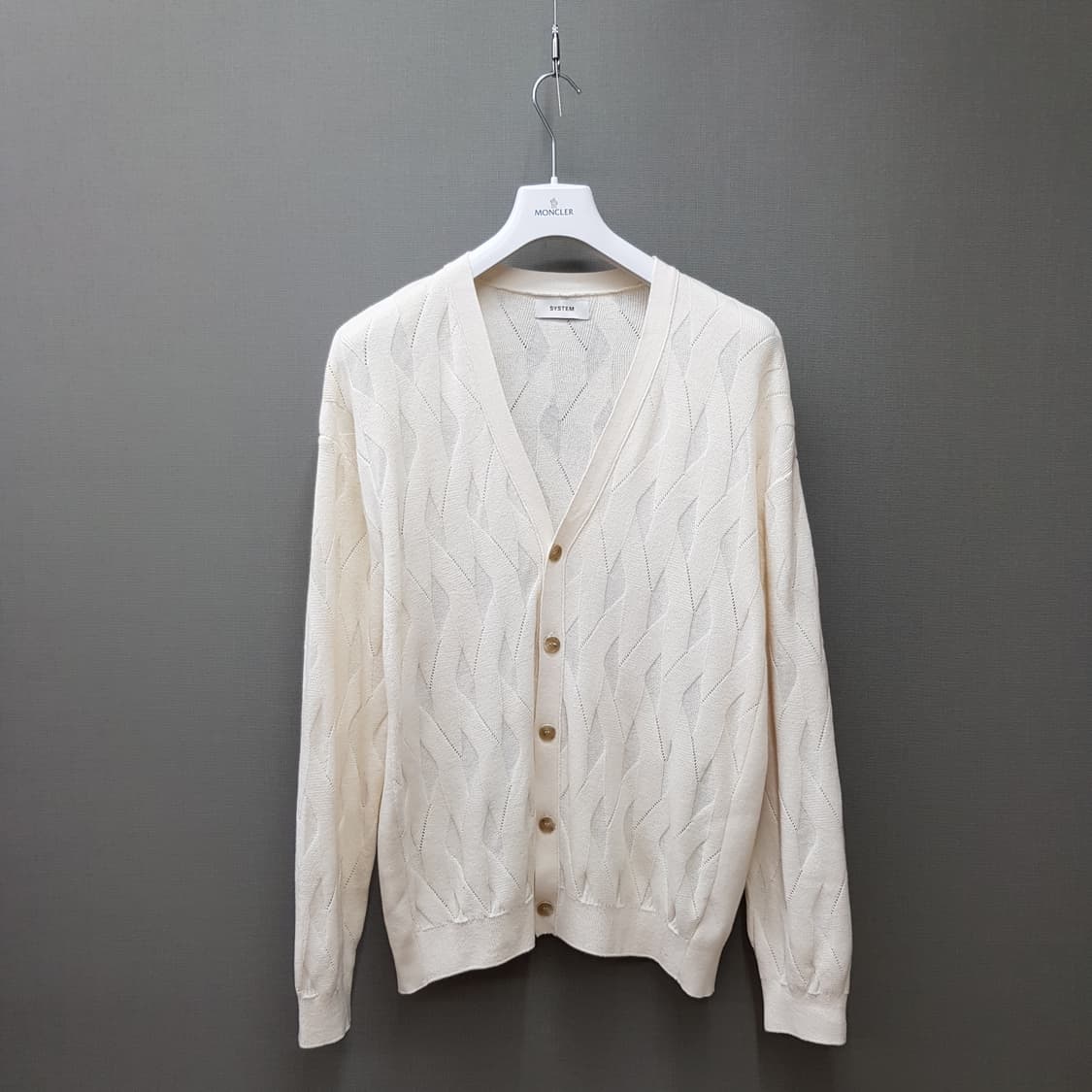 한섬 시스템옴므 2022 케이블 패턴 브이넥 니트 가디건 105사이즈 상품이미지1