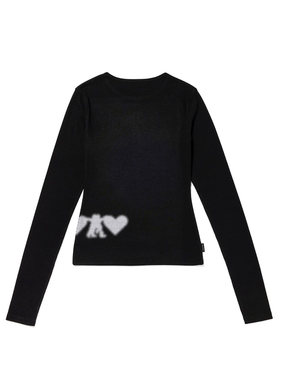 오픈와이와이 RIBBED YY HUG&HEART TOP, BLACK 상품이미지2