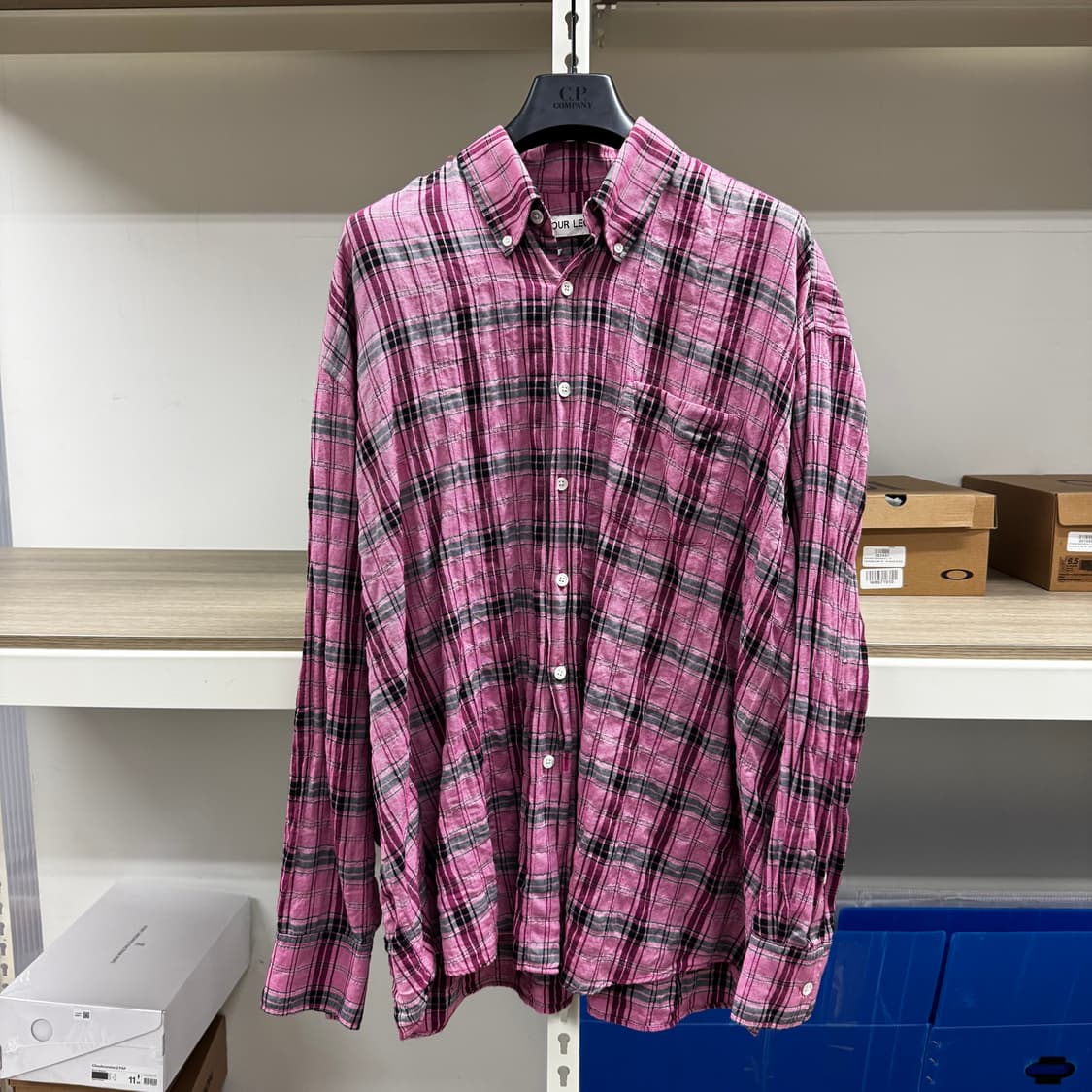 아워레가시 버로우드 셔츠 체크 핑크 48사이즈 상품이미지6