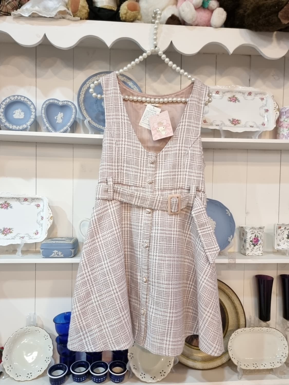 리즈멜로 체크 벨트 원피스 상품이미지1