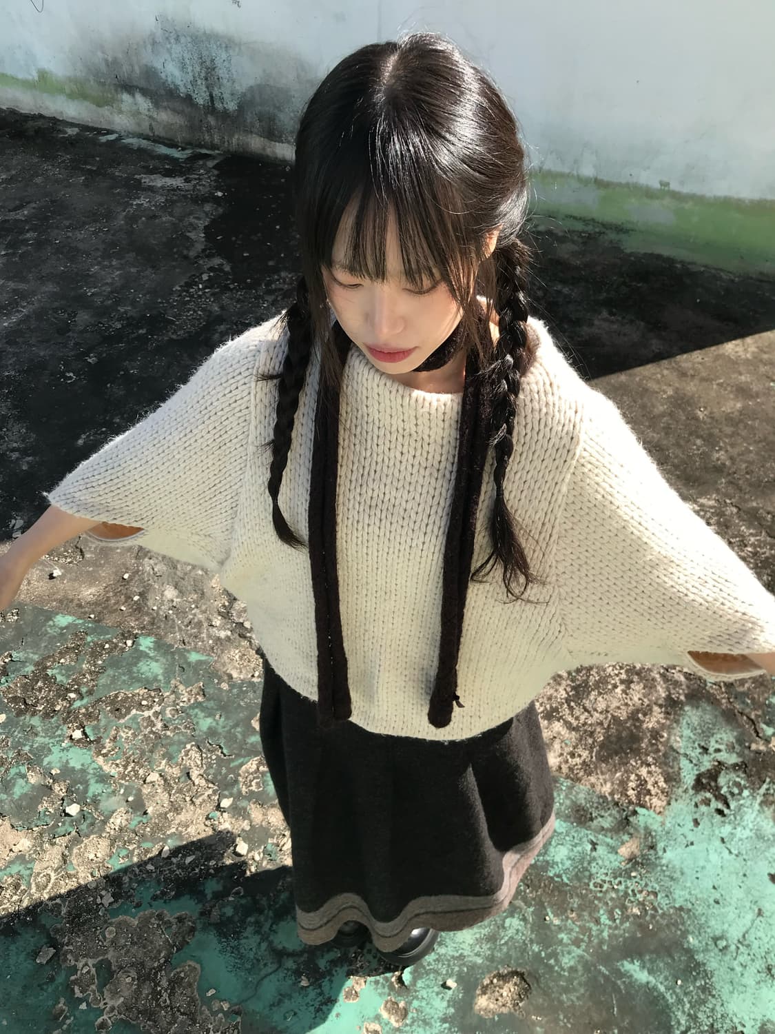 크림 니트 케이프 상품이미지4