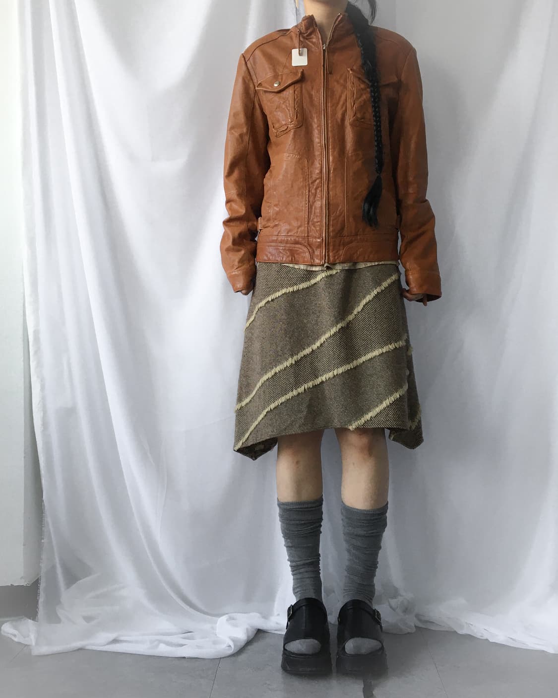 High neck leather jacket 상품이미지8