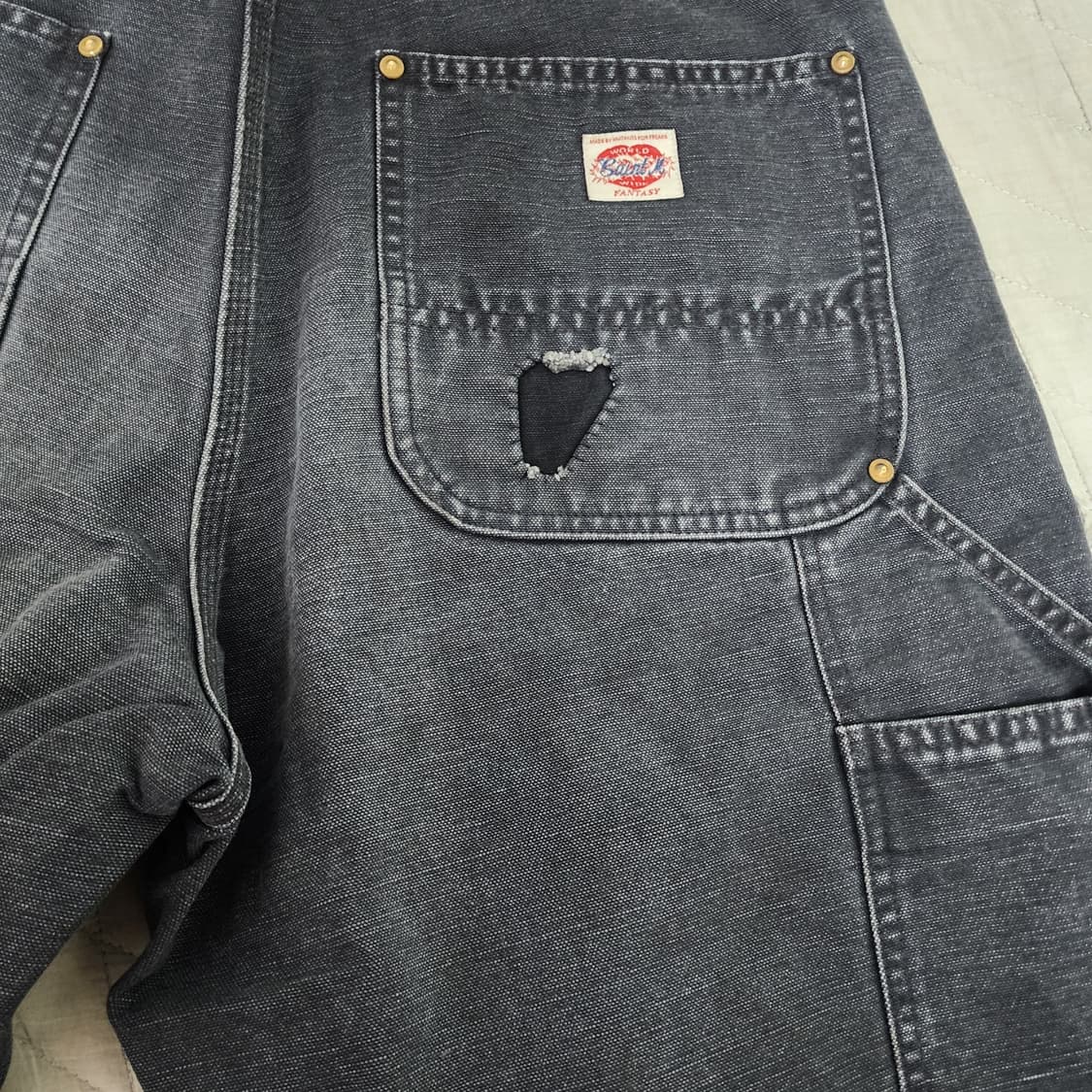 [M] 세인트미카엘 24aw 더블니 플레어 데님 블랙 상품이미지6