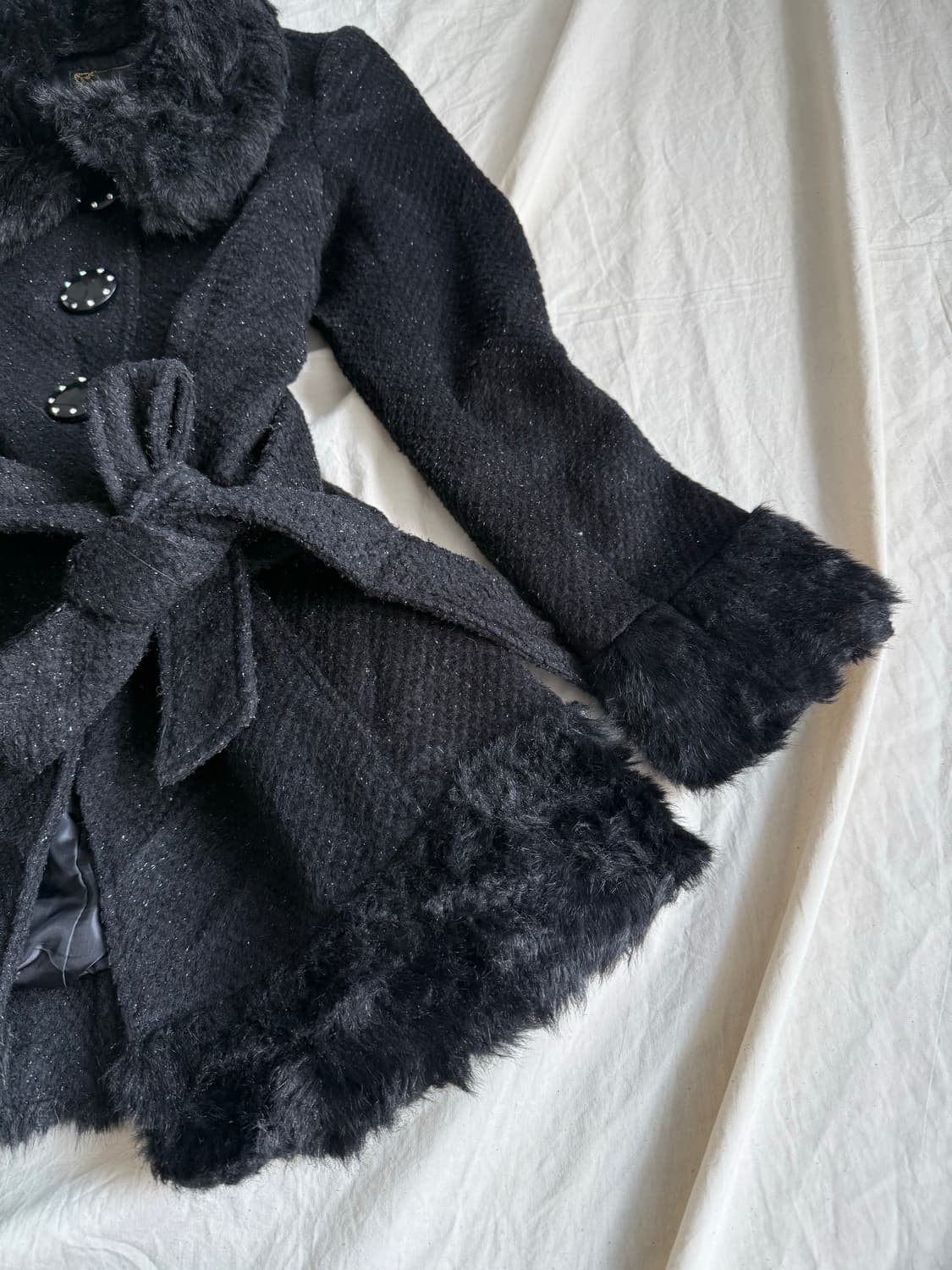 세실맥비 로맨틱고딕 오네갸루 고스로리 펑크 달천 트위드 퍼 트리밍 코트 상품이미지4