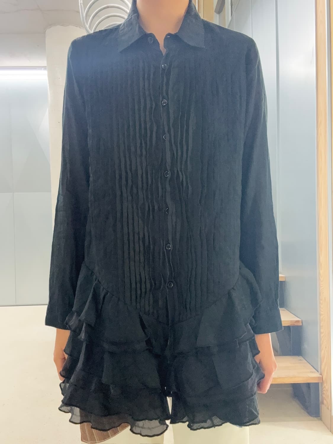 빈티지 롱셔츠 미니 원피스 상품이미지4