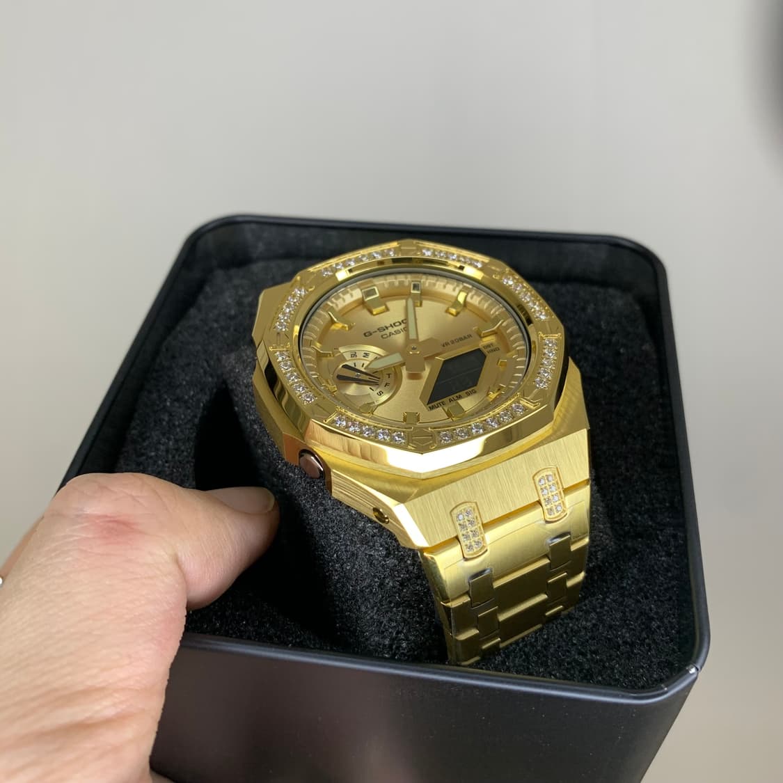 지샥 GA-2100 골드 지르코니아 파베 세팅 커스텀 시계 상품이미지6