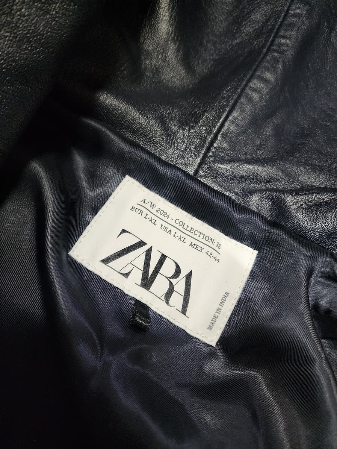 자라 네이비 후드 레더 점퍼 L-LX 상품이미지3