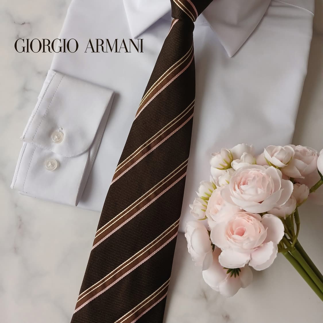 조르지오 아르마니 실크 스트라이프 넥타이 9.9cm A+등급 A19150 상품이미지1