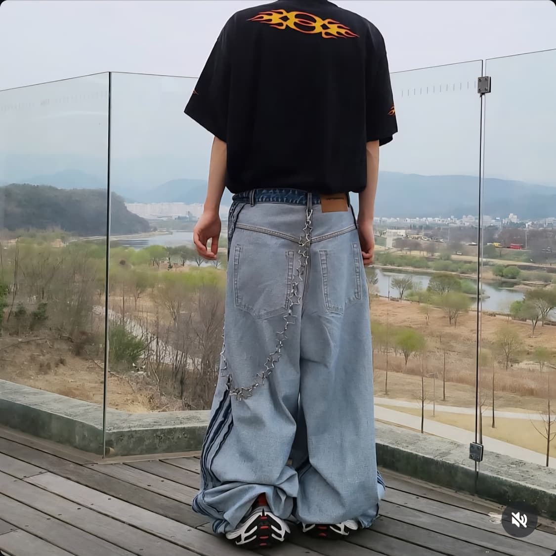 베트멍 인사이드 아웃 배기 데님 진 와이드 청바지 팬츠 연청 상품이미지2