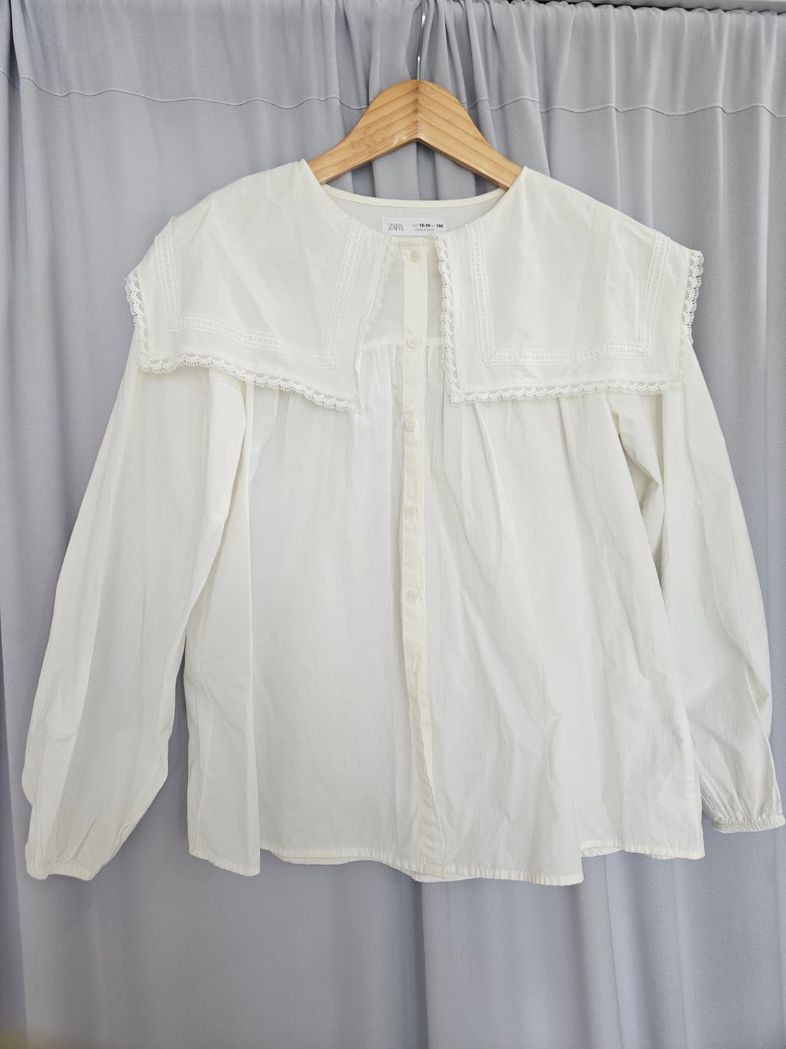 일본빈티지 ZARA 빅카라 블라우스 + Lee 데님 팬츠 세트 상품이미지3