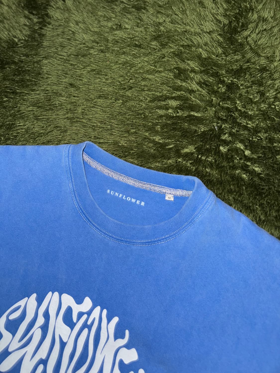 [M] Sunflower 선플라워 워시드 티셔츠 스카이 블루 상품이미지3