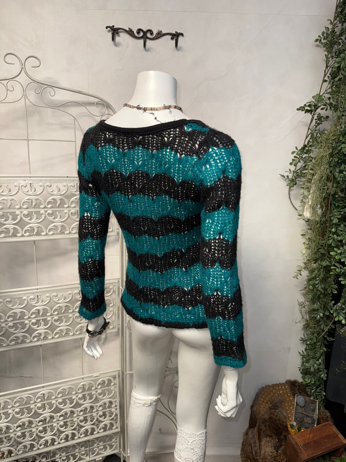Mint black stripe net knit 상품이미지2