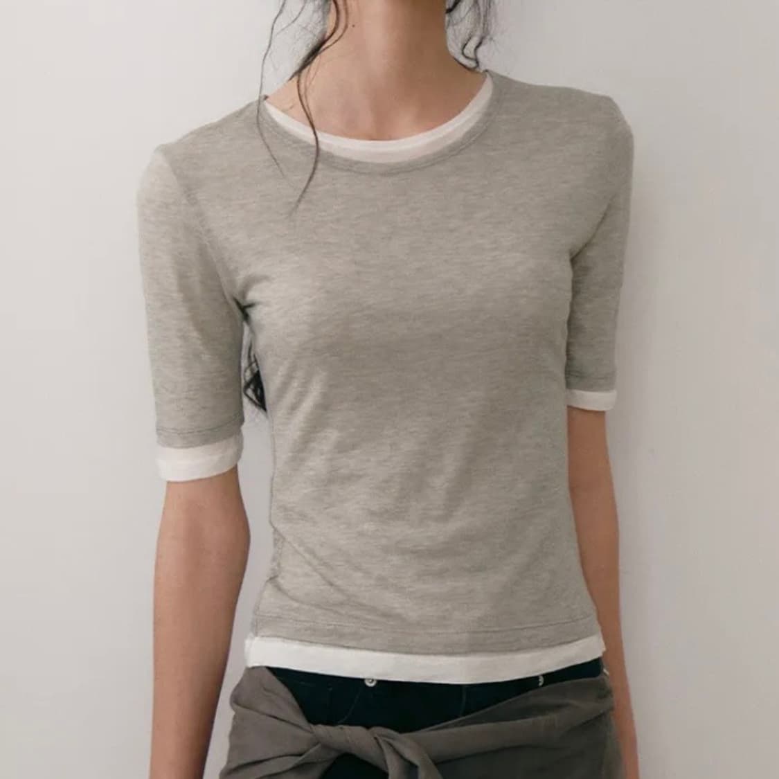 로우타이드 레이어드 티셔츠 grey 상품이미지1