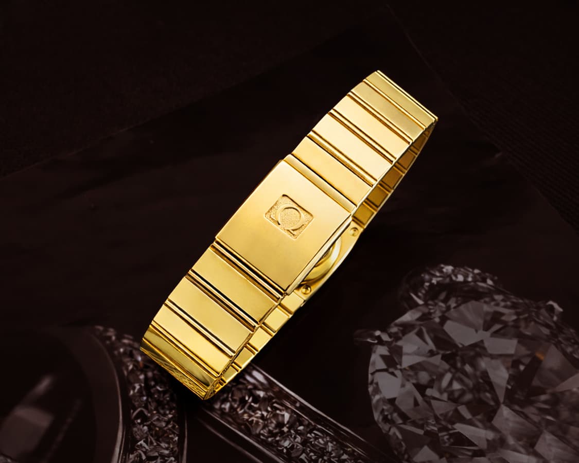 희귀 오메가 드빌 스퀘어 금장 그린 다이얼 여성 쿼츠 시계 상품이미지6