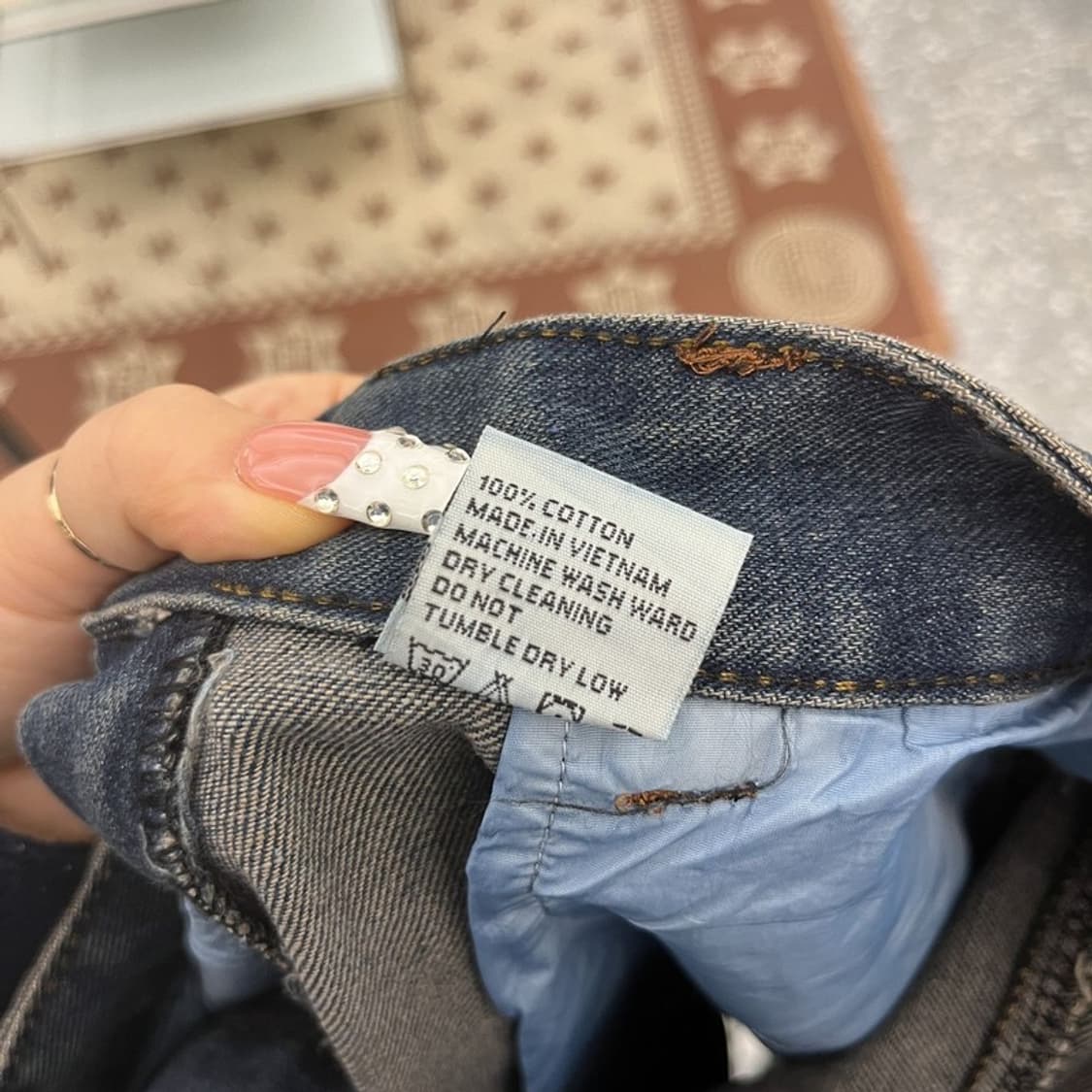 빈티지 올드스쿨 스트릿 힙합 워싱 카고 데님 롱스커트 M C10287 상품이미지6