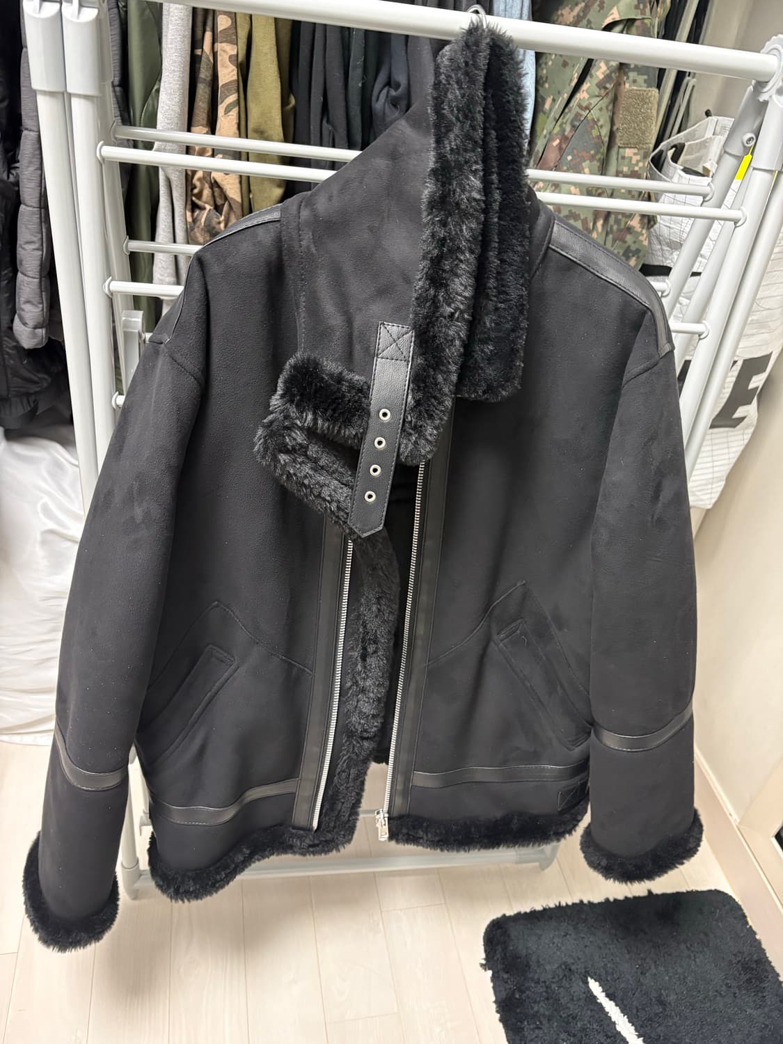 도프제이슨 솔리드 스웨이드 무톤 자켓 (블랙) M  상품이미지3