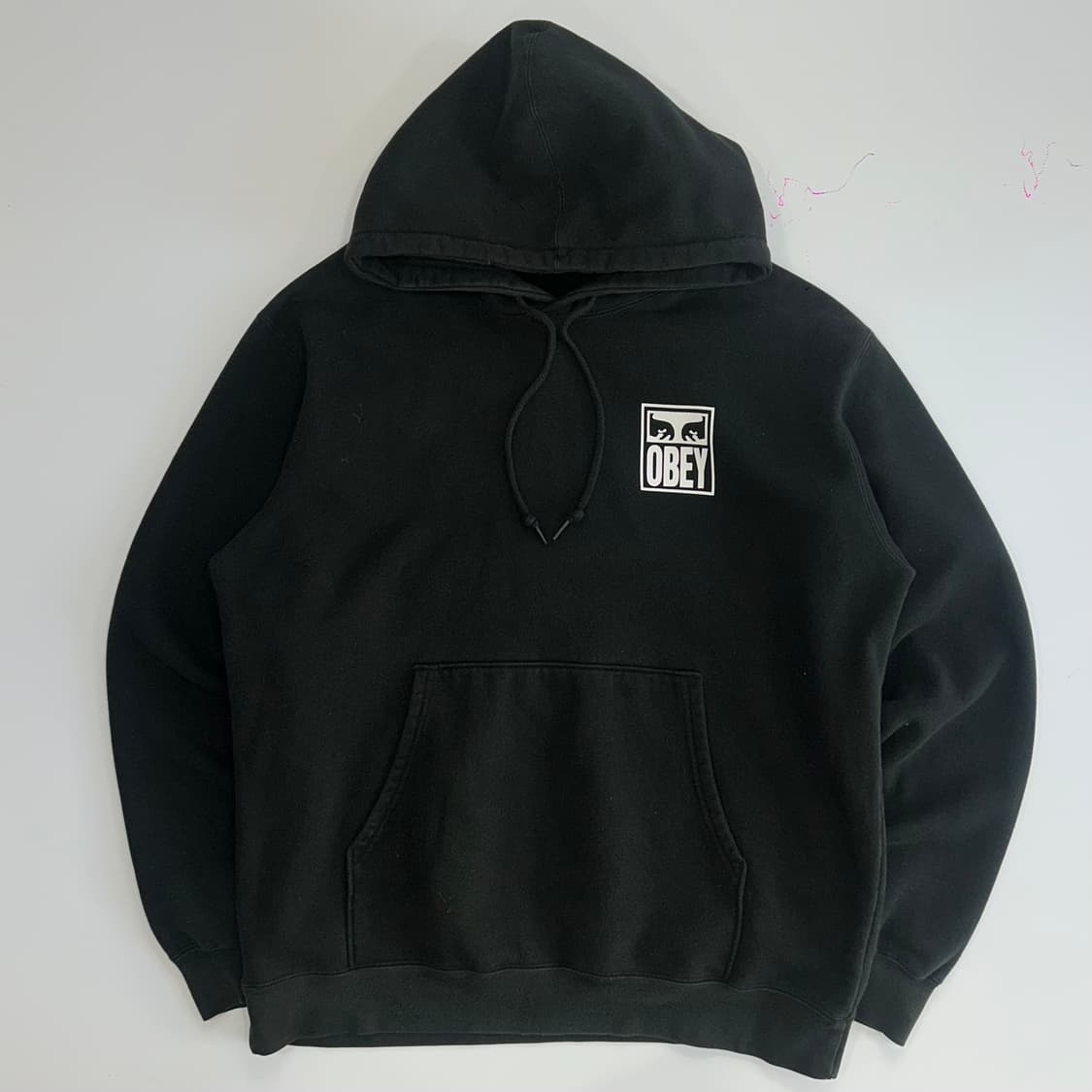Obey 오베이 스몰로고 백로고 블랙 후드티 상품이미지4