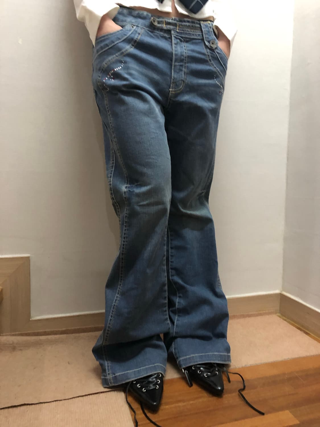 빈티지 데님 큐빅 팬츠 상품이미지3