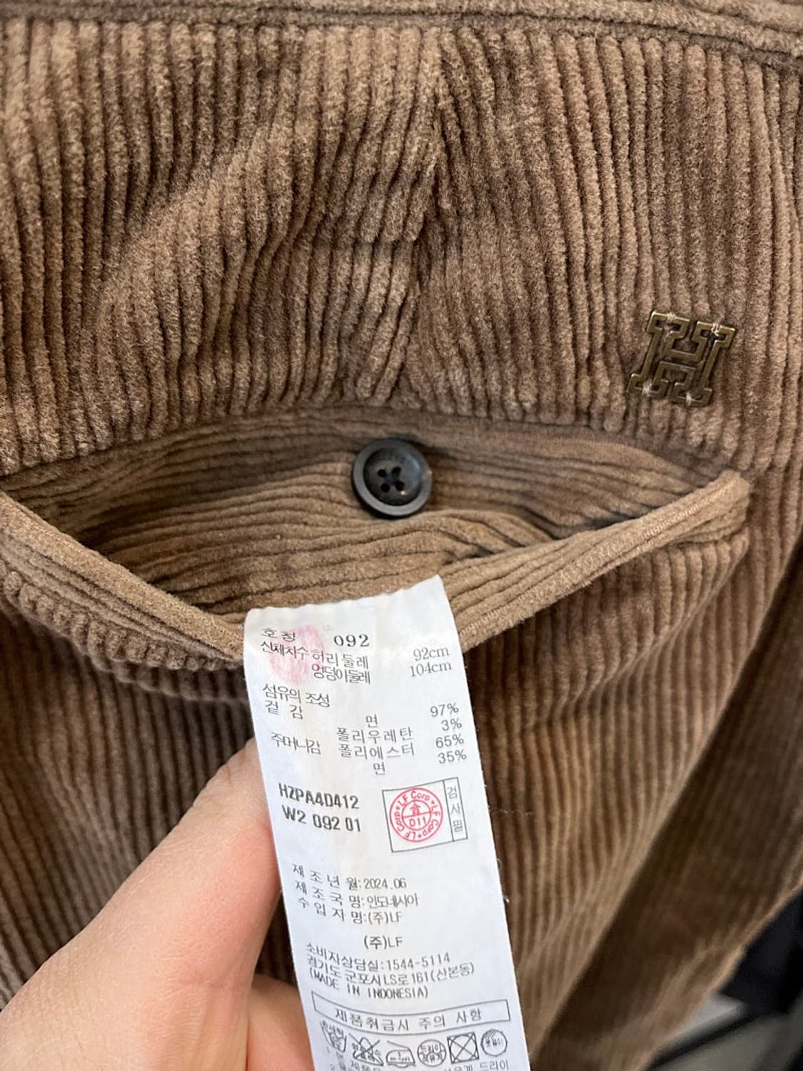 36-37) 헤지스 24fw 코듀로이 팬츠  상품이미지5