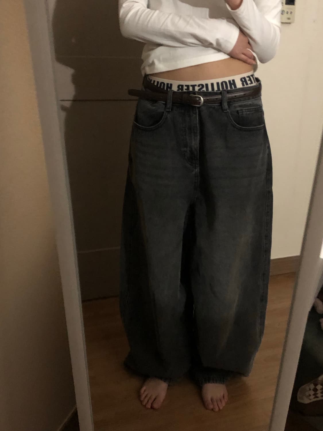 낫포너드 워싱 커브드 데님팬츠 그레이 상품이미지2