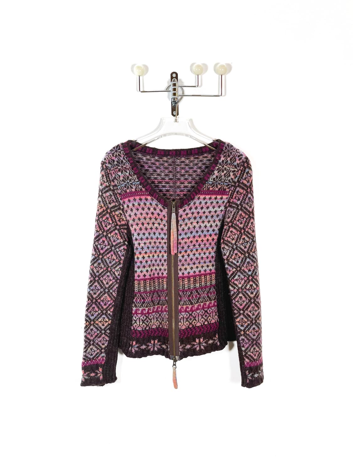 빈티지 울 알파카 실크 블렌드 니트 집업 상품이미지3