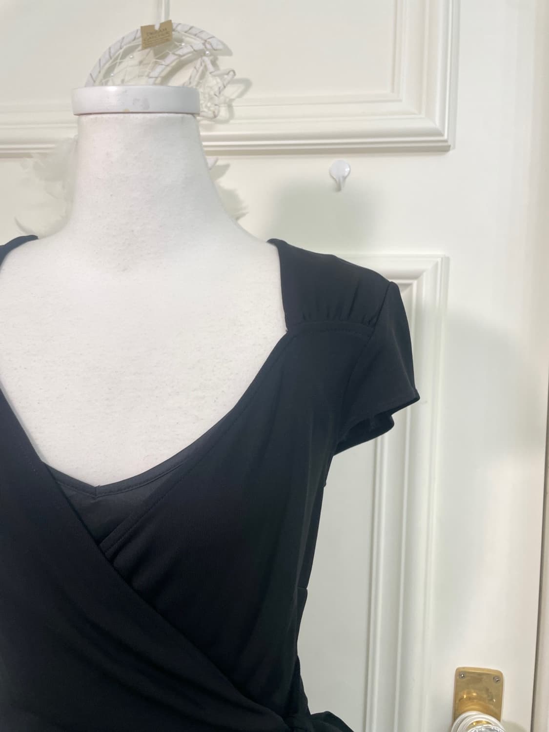 black shirring side bow rayon span opc 상품이미지6