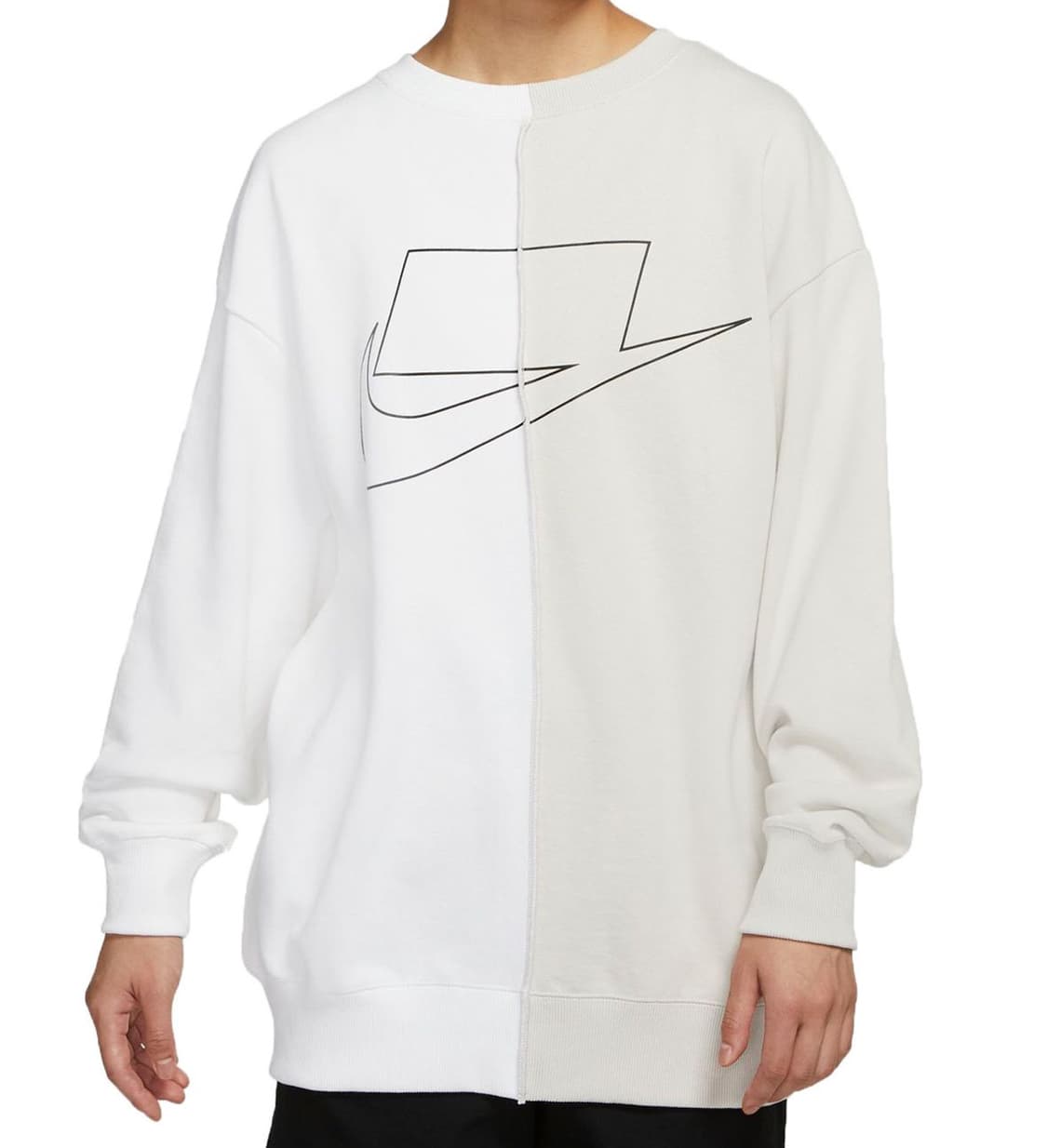 L) 나이키 스우시 반반 맨투맨 집업 NSW 플리스 크루탑 상품이미지2