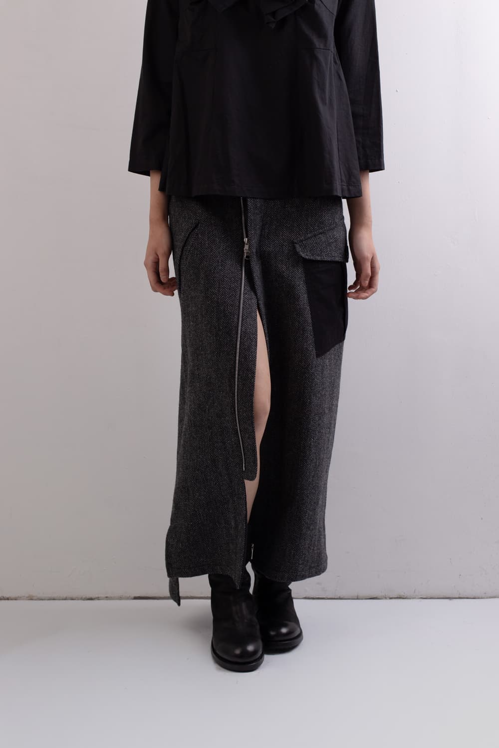 YOHJI YAMAMOTO Y'S ZIP SLIT LONG SKIRT 상품이미지1