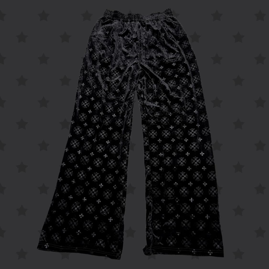 일본 크롬하츠깔 핀터깔 블랙 벨벳 풀밴딩 트레이닝 팬츠 츄바  상품이미지1