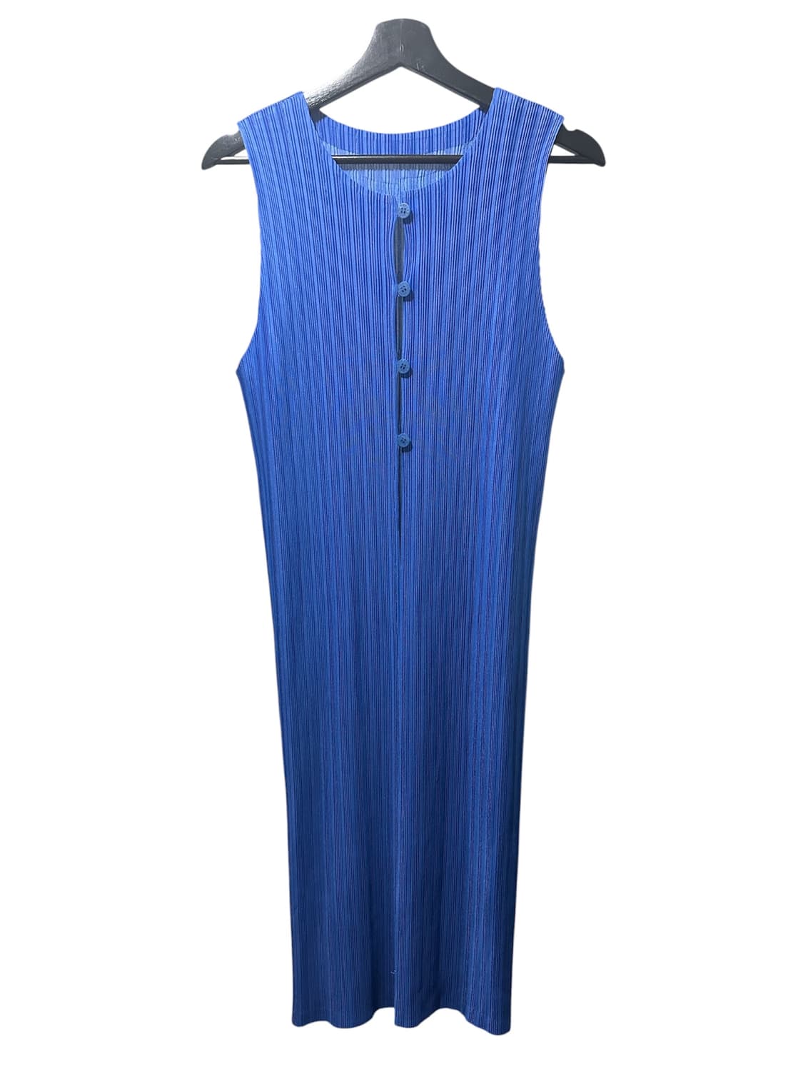 플리츠플리즈 버튼 슬리브리스 원피스 블루 3사이즈 상품이미지1