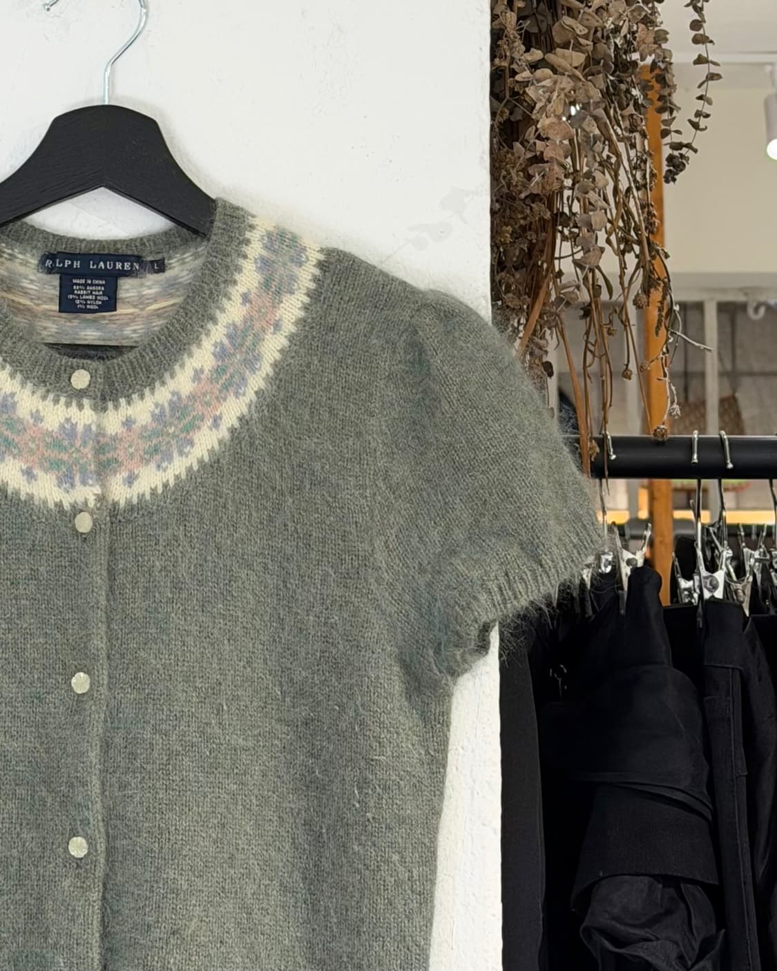 랄프로렌 민트 앙고라 혼방 페어 아일 하프 슬리브 가디건 상품이미지3