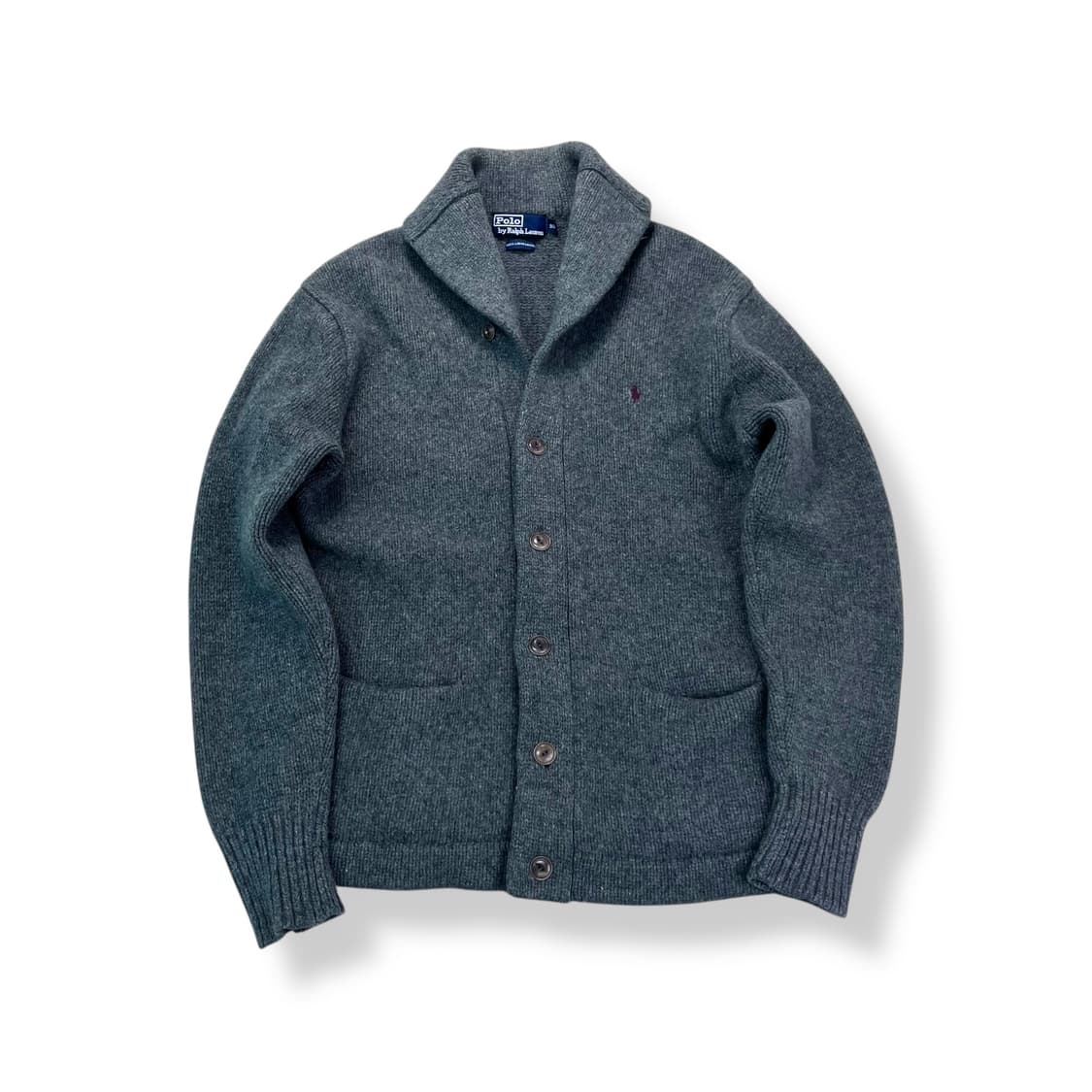 95 폴로랄프로렌 램스울 숄카라 버튼 그레이 니트 가디건 상품이미지1