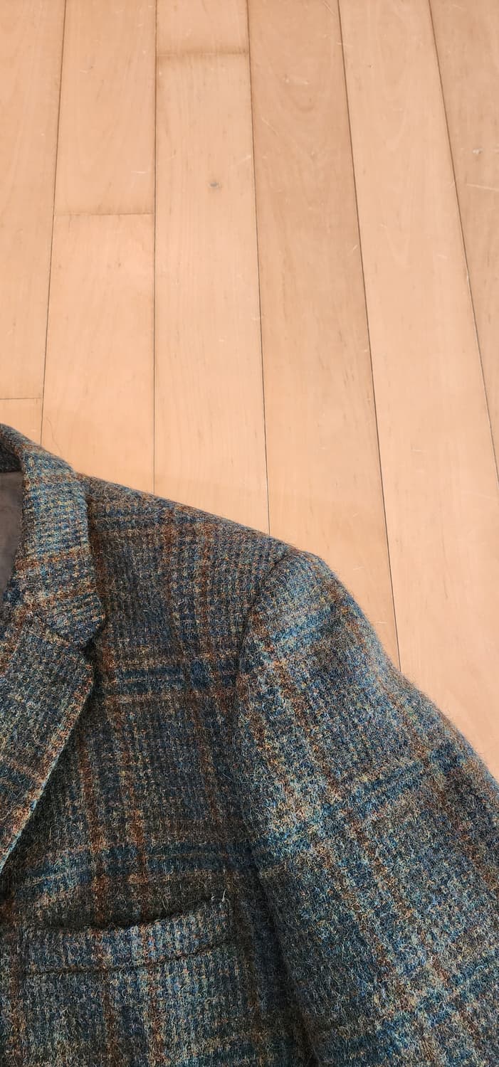 해리스트위드 그린체크 자켓 L 상품이미지6