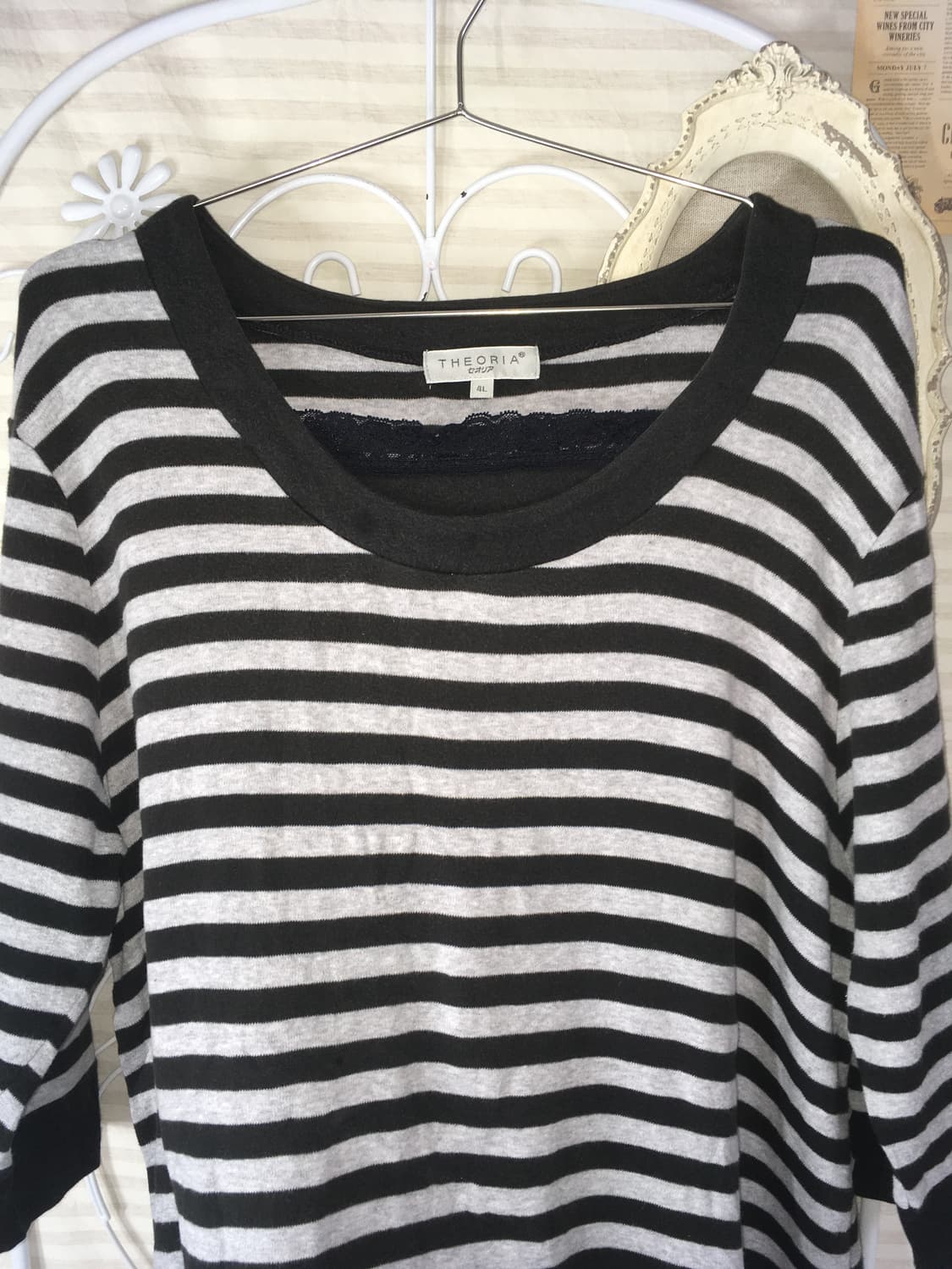 THEORIA 스트라이프 레이스 레이어드 티셔츠 상품이미지2