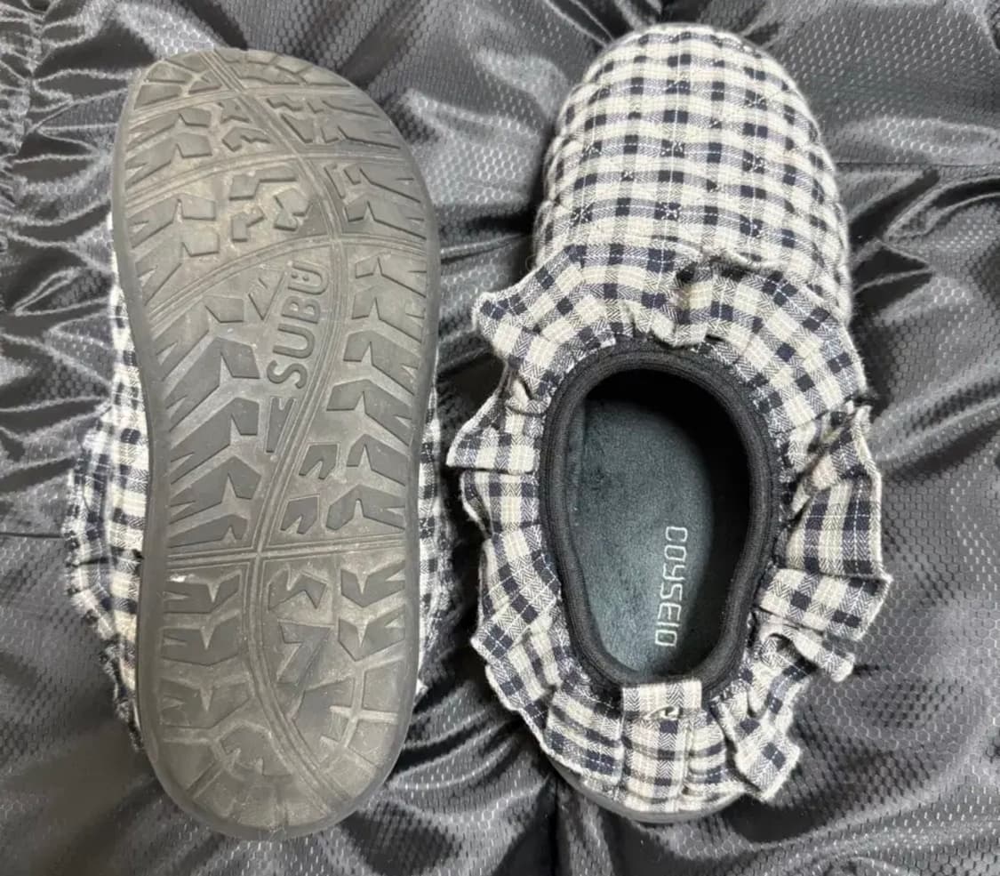 스부 x 코이세이오 플러프 체크 패딩 슈즈 체크 1사이즈 상품이미지3